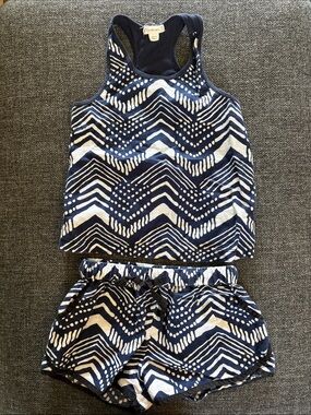J. Crew Navy and White Girls' Tank and Shorts Matching Set